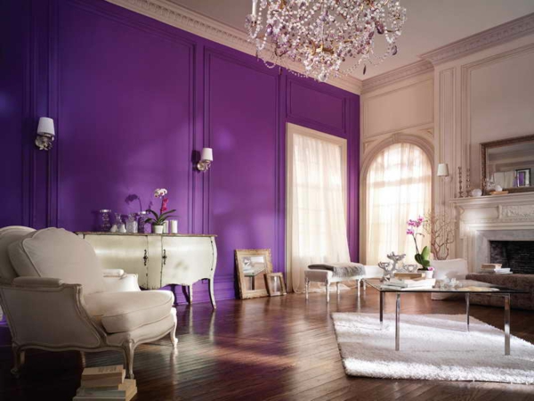wandfarben wohnzimmer purpur violett trendfarbe 2014 antikmöbel