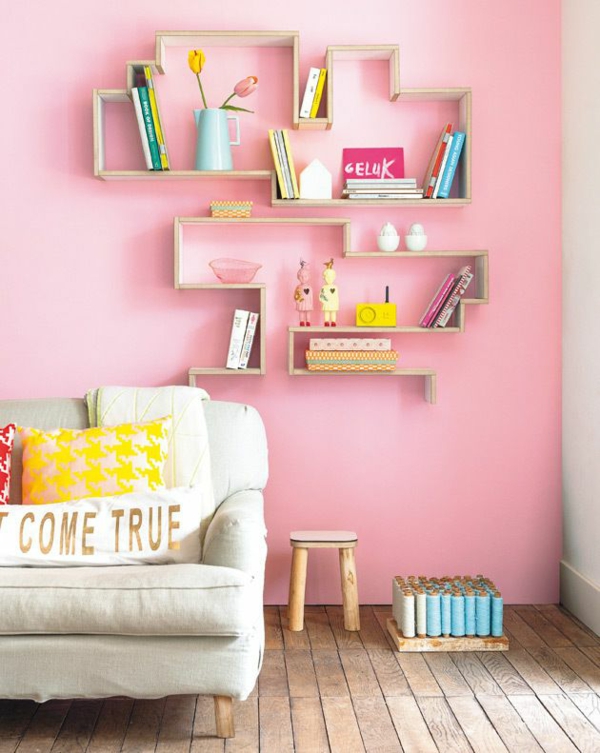 wandfarben wohnzimmer rosa zärtliche farbgestaltung