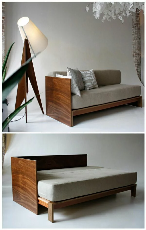 sofabett Matratze und Bettkasten holz rahmen