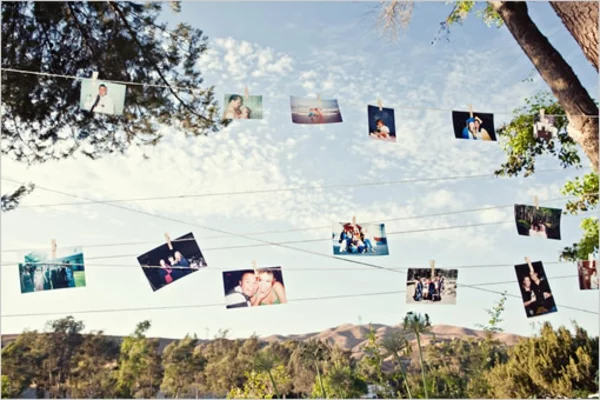 DIY Hochzeiten dekoideen ausstellen fotos hängend
