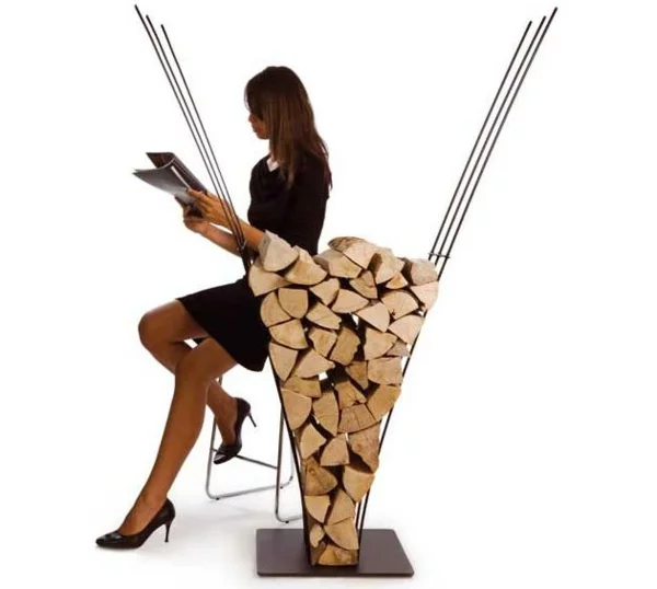 Designer Kaminholz Ständer lagern dreieckig bambus