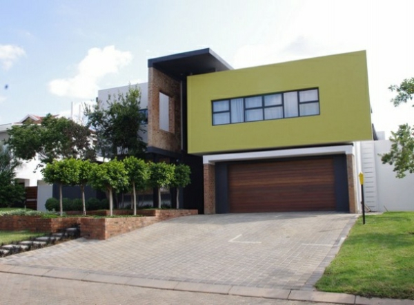 Fassadengestaltung Einfamilienhaus garage fassaden farbe grün
