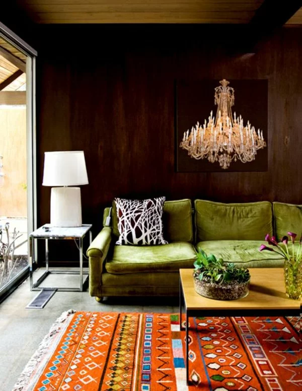 Grüne design Sofa weiß lampenschirm schwarz couch wand