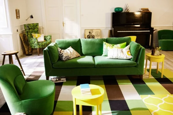 Grüne design Sofas bemalt lack gelb hocker