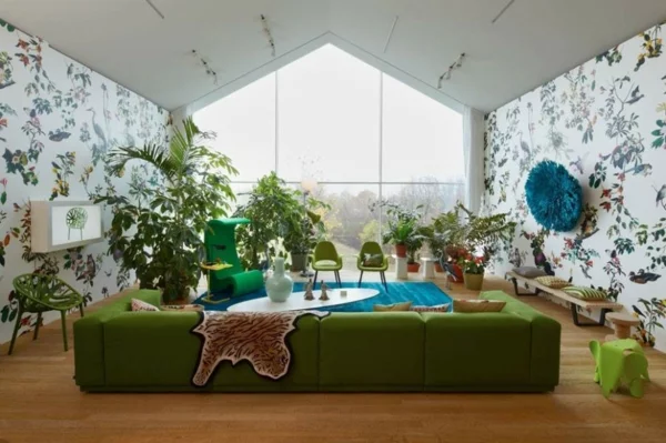 Grüne Sofas tapeten modern natürlich wand