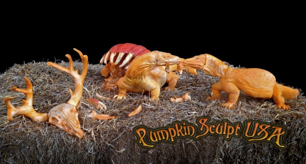 Halloween Kürbis Schnitzvorlagen jurassic park pumpkin sculpt usa