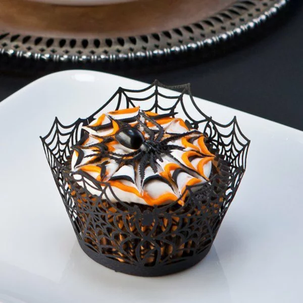 Halloween Party Rezepte Grusel Muffins spinnen cupcakes rezept