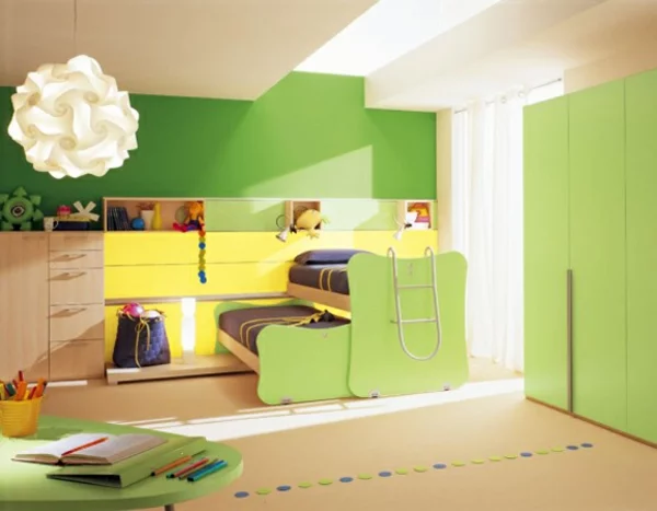 Kinderzimmer grün schrank Deckenleuchte designer gelb 