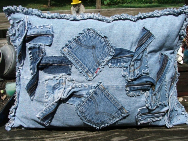 Kissenhüllen aus Jeans kissenbezüge klamotten reste