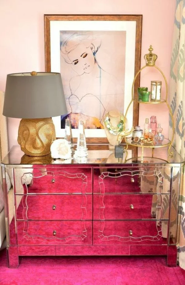 Kommode mit Spiegel kleiderschrank pink design