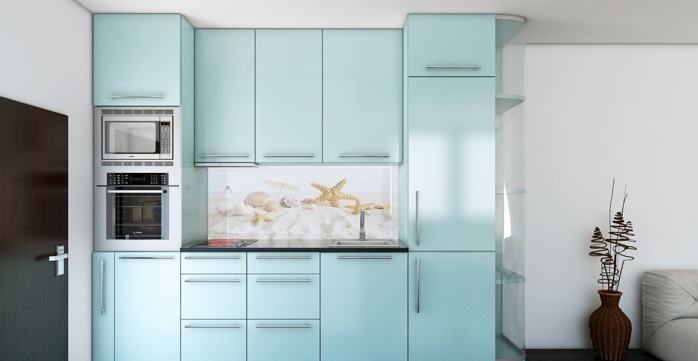 Küchenrückwände aus Glas hell blau