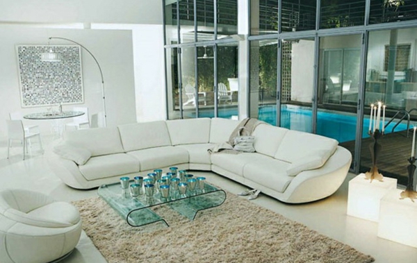 Moderne Wohnzimmermöbel hell farben sofa
