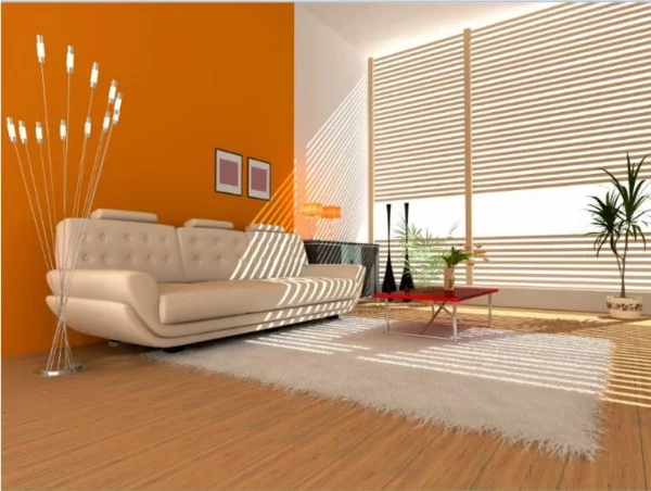 cool Wohnzimmermöbel orange wand