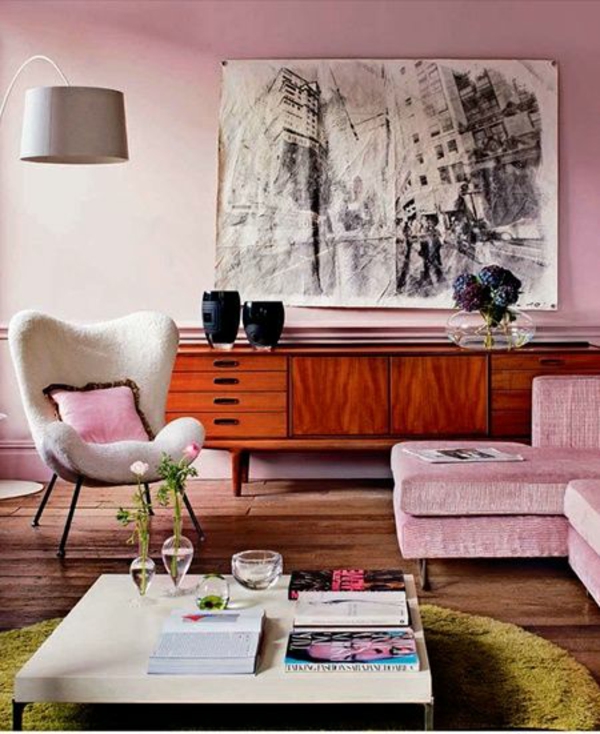 Moderne gemälde grafisch stadt umgebung Wohnzimmermöbel rosa farben