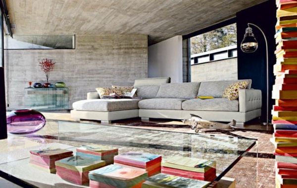  Moderne tischplatte transparent  Wohnzimmermöbel sofa grau