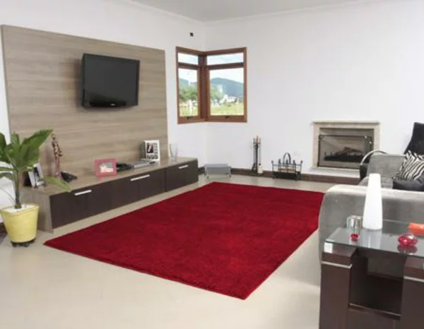 Rote Teppiche fenster wohnzimmer