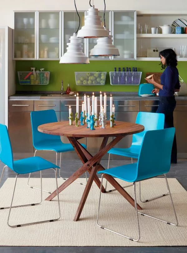 Runde blaue stühle Esstische ausziehbar design