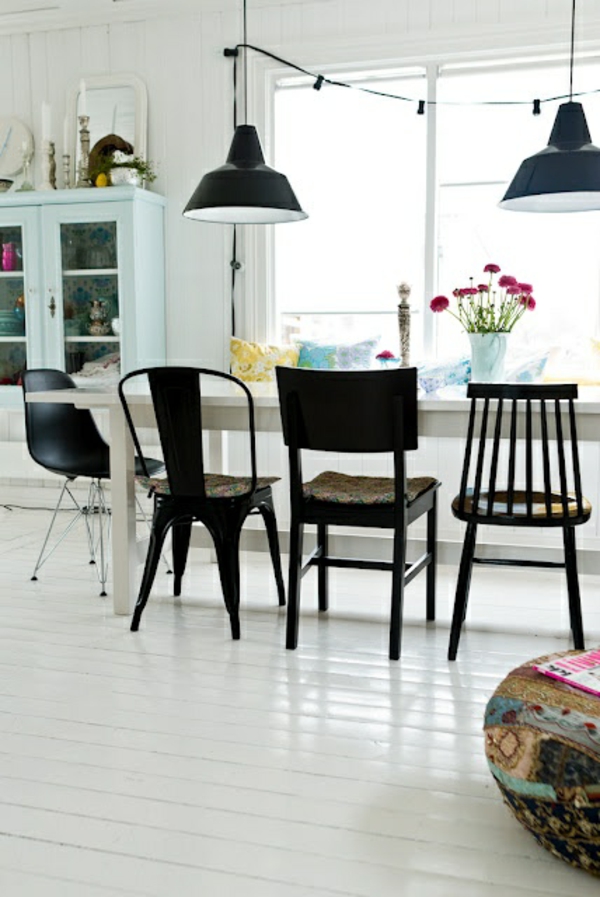 Stühle für Esstisch holz modern hängend stahl lampen