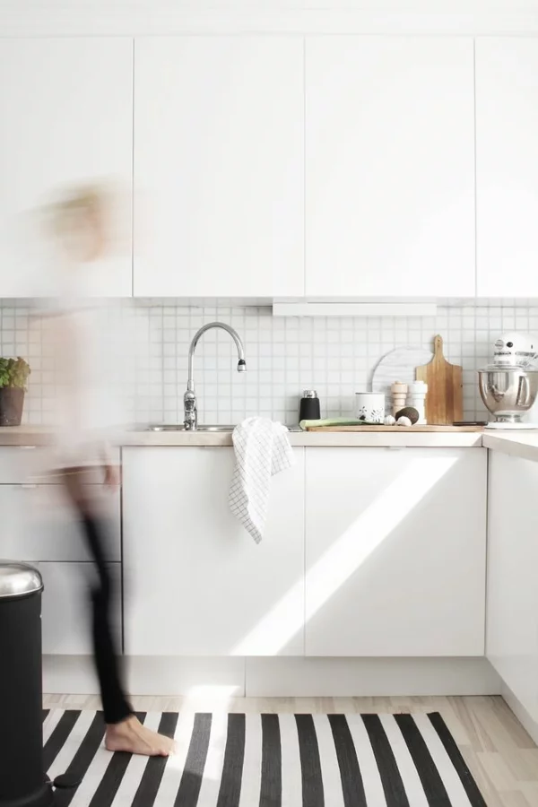 Waschbare Küchenteppiche weiß einrichtung Läufer streifen
