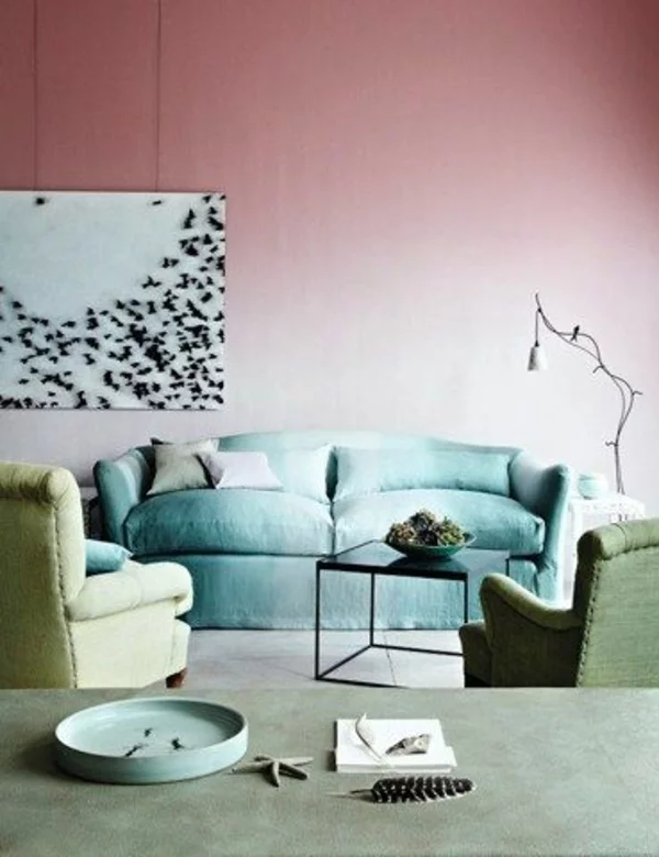 altrosa wohnzimmer klassisch vintage pastellfarben