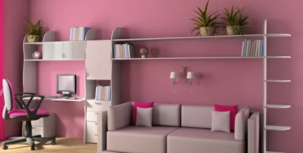 altrosa wandfarbe wohnzimmer klassisch vintage regale sofa
