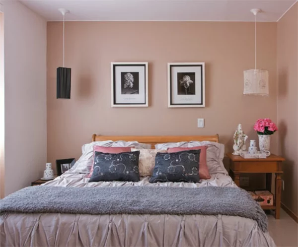 altrosa wandfarbe wohnzimmer klassisch vintage schlafzimmer bett