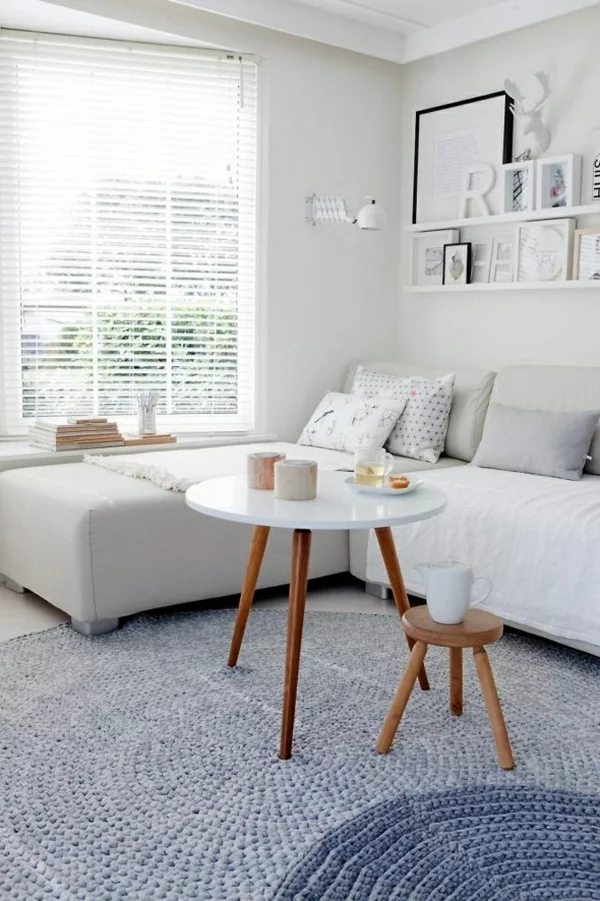 couchtisch rund holz weiß beistelltisch wohnzimmer modern einrichten