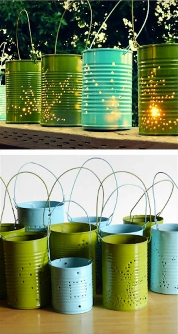 diy ideen konservendosen laternen gartenbeleuchtumg mit kerzen wohnideen selber machen
