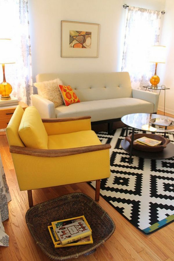 wohnzimmer möbel modern trendy gelb sessel