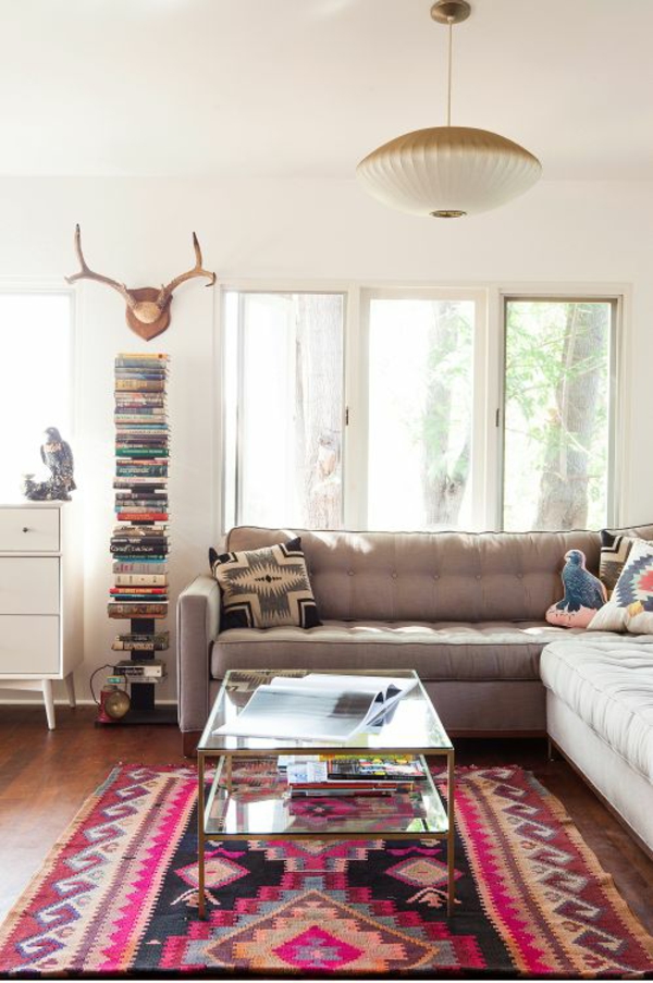 einrichtungsideen wohnzimmer möbel modern trendy perserteppich