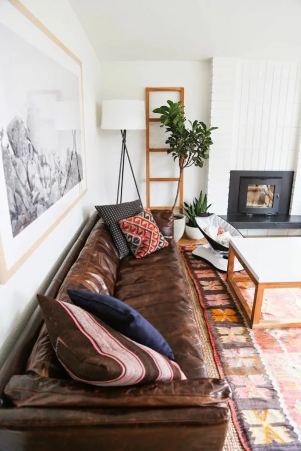 einrichtungsideen wohnzimmer möbel modern trendy sofa braun