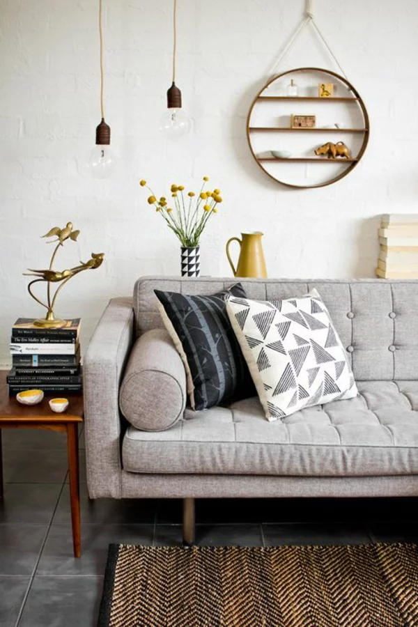 glühbirnen wohnzimmer möbel modern trendy sofa grau