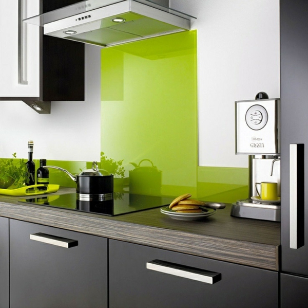 fliesenspiegel küche glas küchenrückwand spritzschutz küche glaswand grün