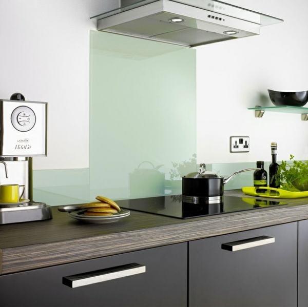 fliesenspiegel küche glas küchenrückwand spritzschutz küche glaswand mintgrün
