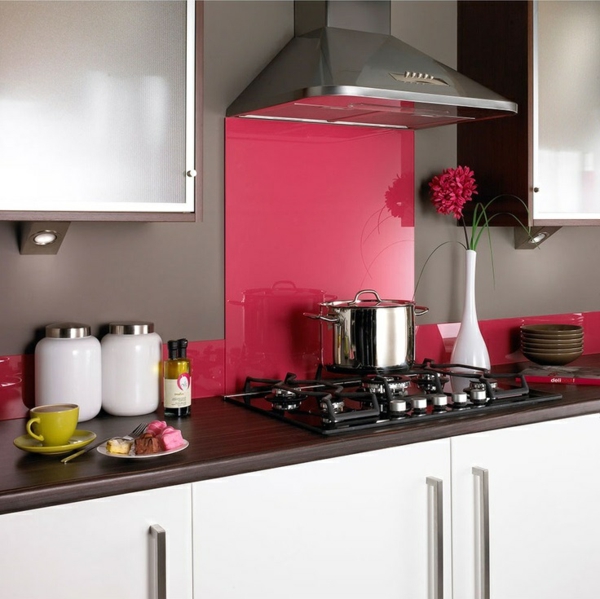 fliesenspiegel küche glas küchenrückwand spritzschutz küche glaswand pink
