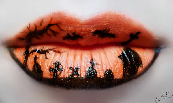 halloween schminke lippen orange