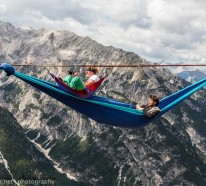 Würden Sie in einer Outdoor Hängematte über den Alpen schweben