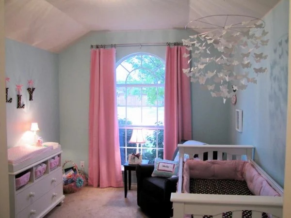 kinderzimmer gardinen rosa kindergardinen babyzimmer gestalten