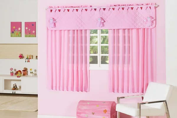 kinderzimmer gardinen rosa mädchenzimer kindergardinen