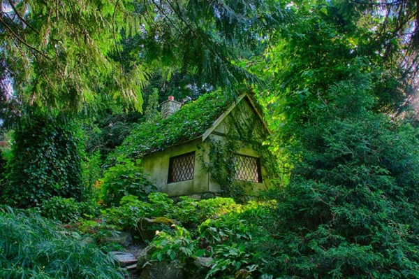 kleine Holzhäuser wilden natur märchenhaft
