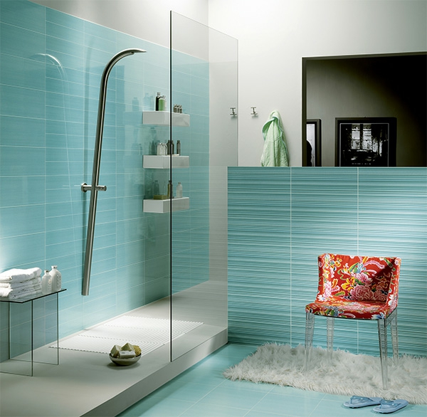 kleines bad fliesen ideen blau dusche moderne badezimmer