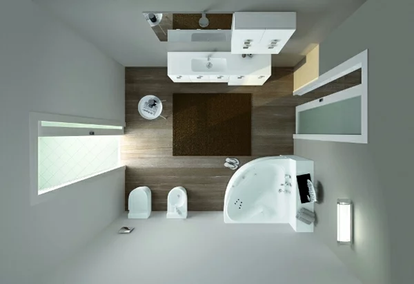 kleines bad gestalten holzboden fertigduschkabinen moderne badmöbel