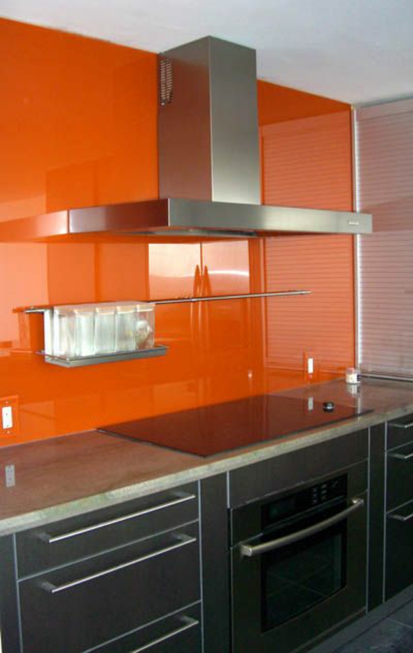 küchenrückwand glas küchenrückwand plexiglas orange glaswand küche