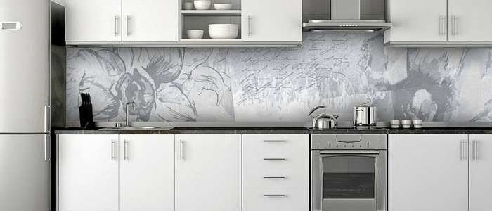 plexiglas fliesenspiegel küchenrückwand beton