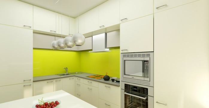 küchenrückwand grün plexiglas fliesenspiegel leuchtend