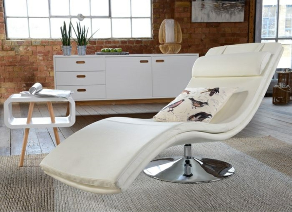 leder relaxliegen weiß wohnzimmer modern einrichten designer möbel