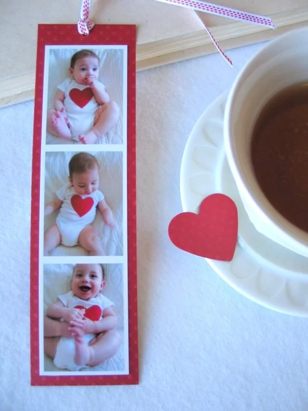 lesezeichen selbst gestalten babyfotos bastelideen mit papier