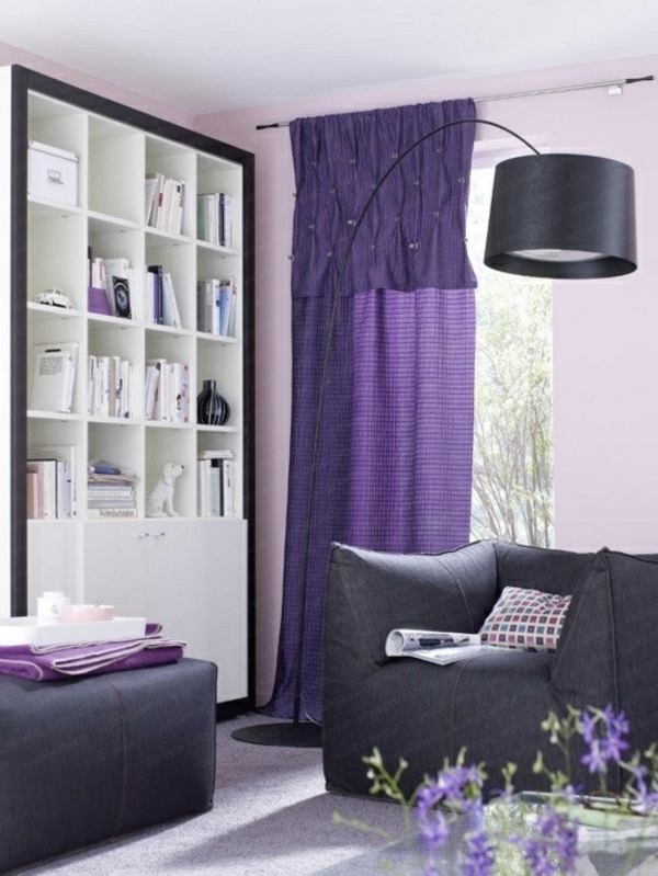 lila gardinen vorhänge klassisch wohnzimmer