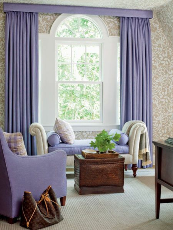 pastell gardinen fenster vorhänge schlafzimmer sitzmöbel