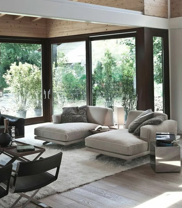 relaxliegen wohnzimmer relax sofa fransenteppich einrichtungsideen relax ecke gestaltten